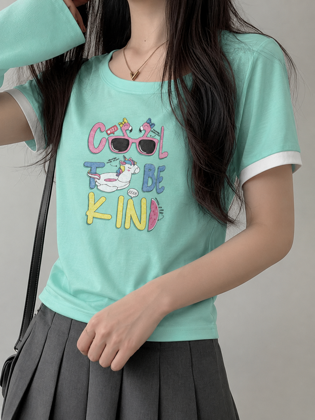 Cool To Be Kind Graphic Print Ringer Tee