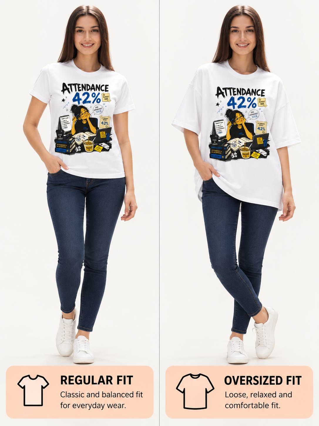 Attendance - regular vs oversized fit comparison