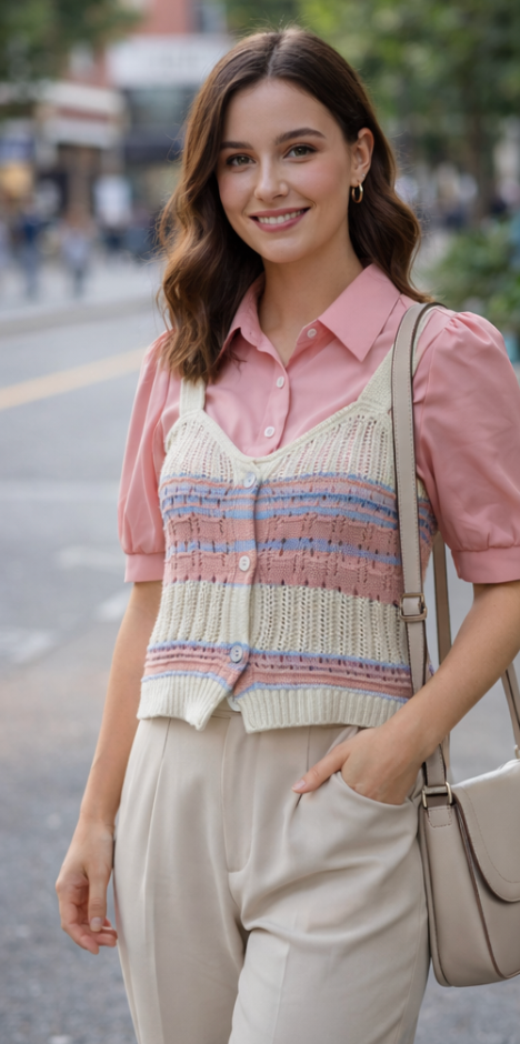 Baby pink two piece top