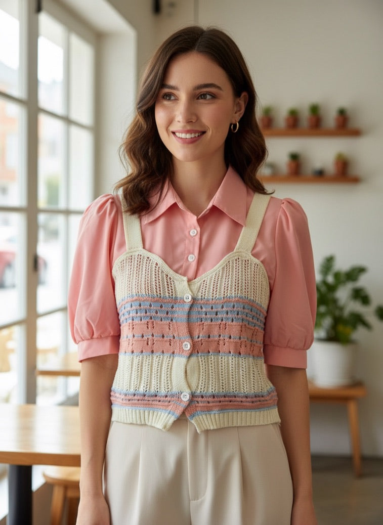Baby pink two piece top