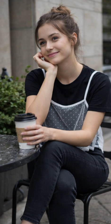 Black & white net half sleeve top
