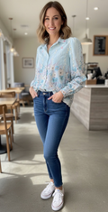 Blue floral full sleeve shirt