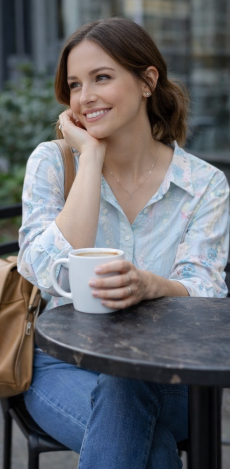 Blue floral full sleeve shirt