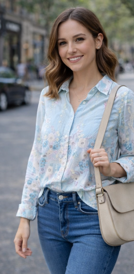Blue floral full sleeve shirt