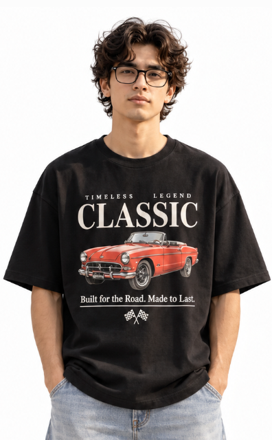 Classic Mustang Red Car oversized t-shirt - model