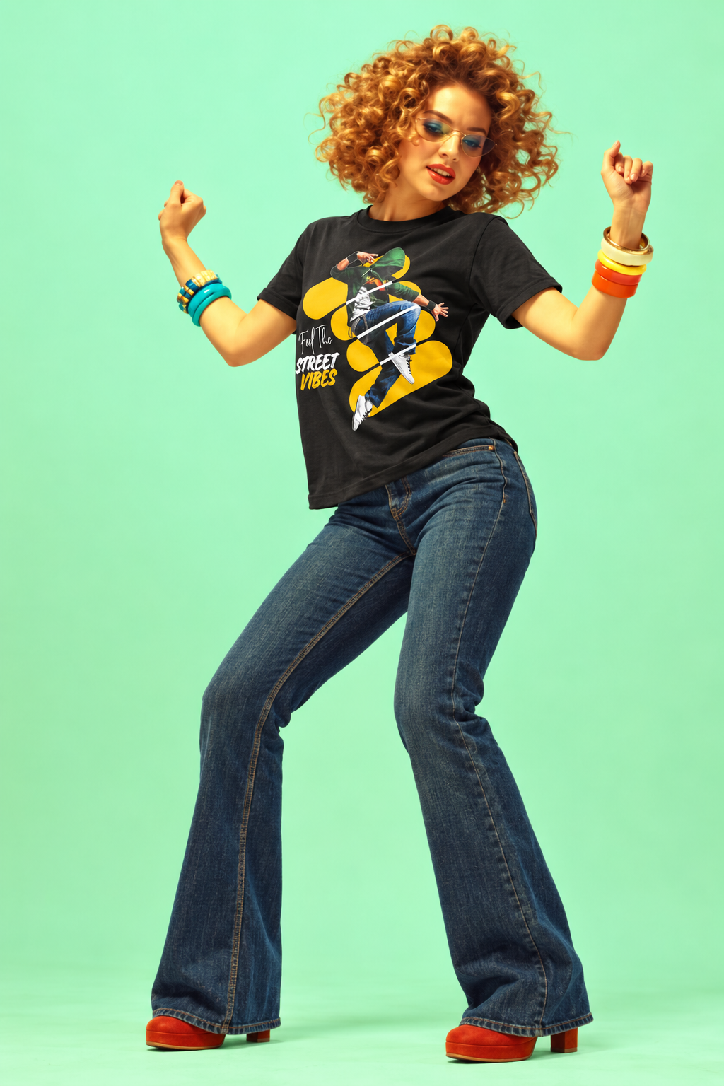 Street Dance regular t-shirt Black - model (girl)