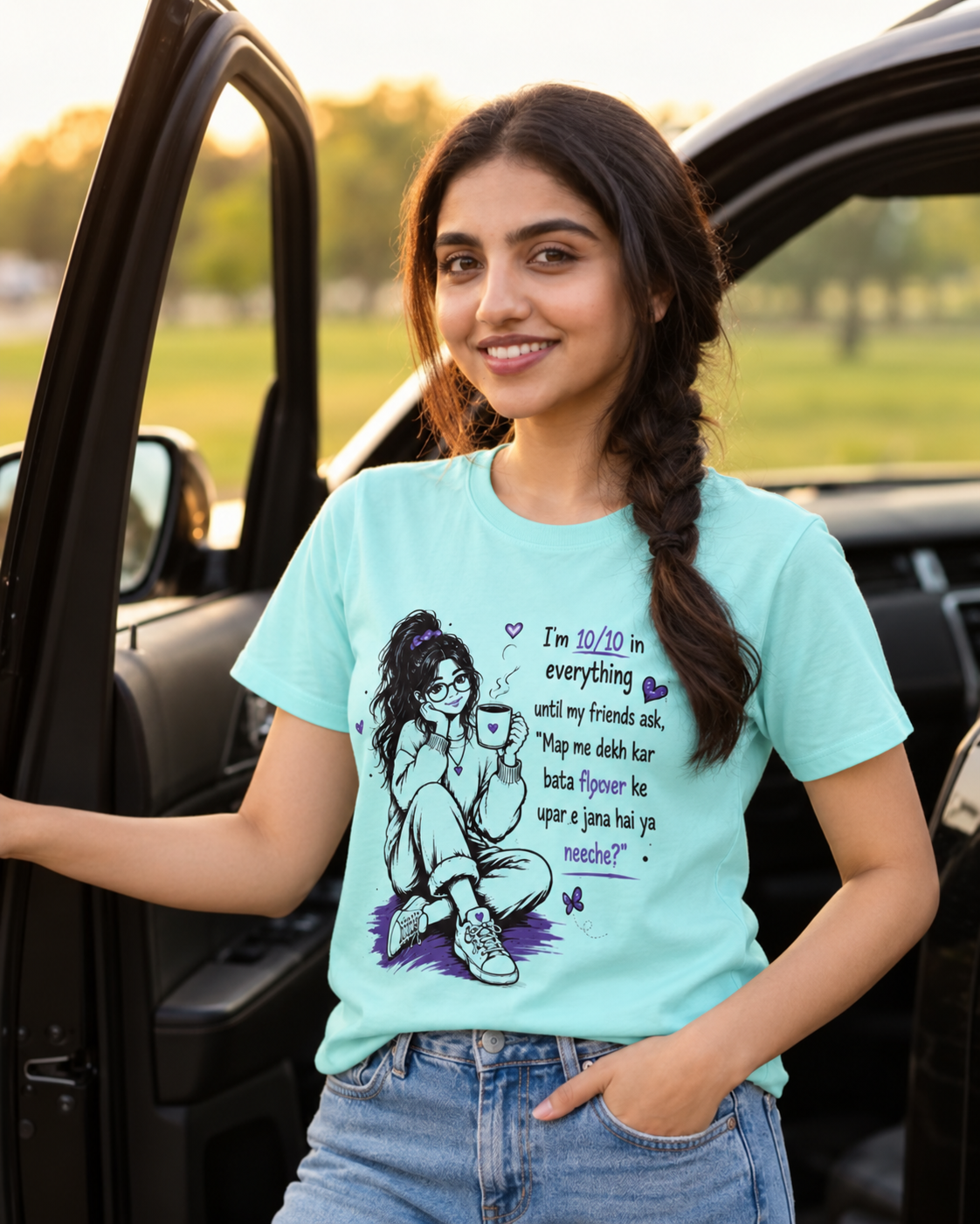 Flyover regular t-shirt Aqua - model (girl)