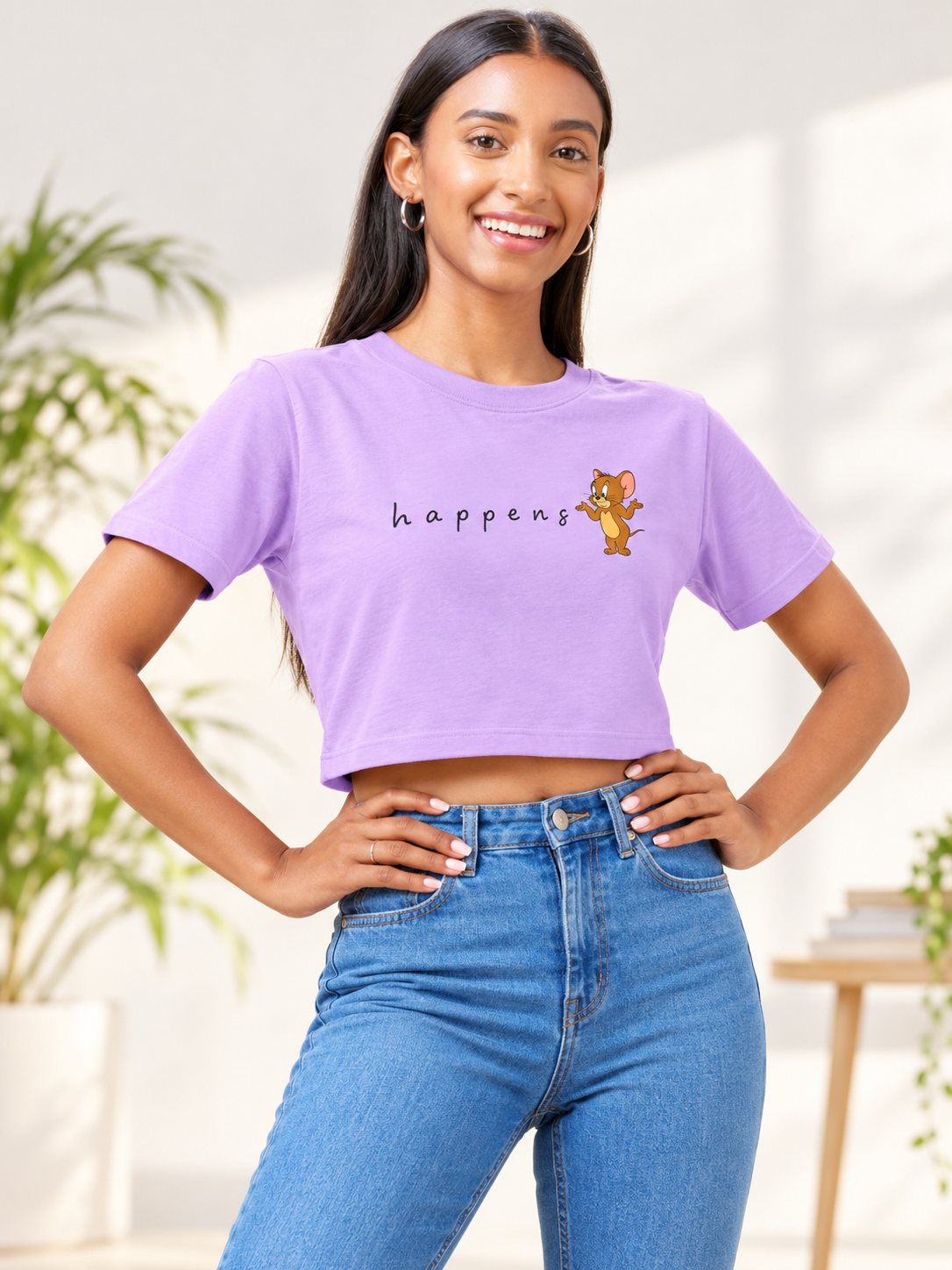 Happens crop tee Lavender - model 1