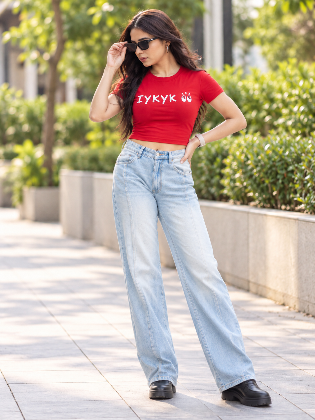 IYKYK crop tee - model 2