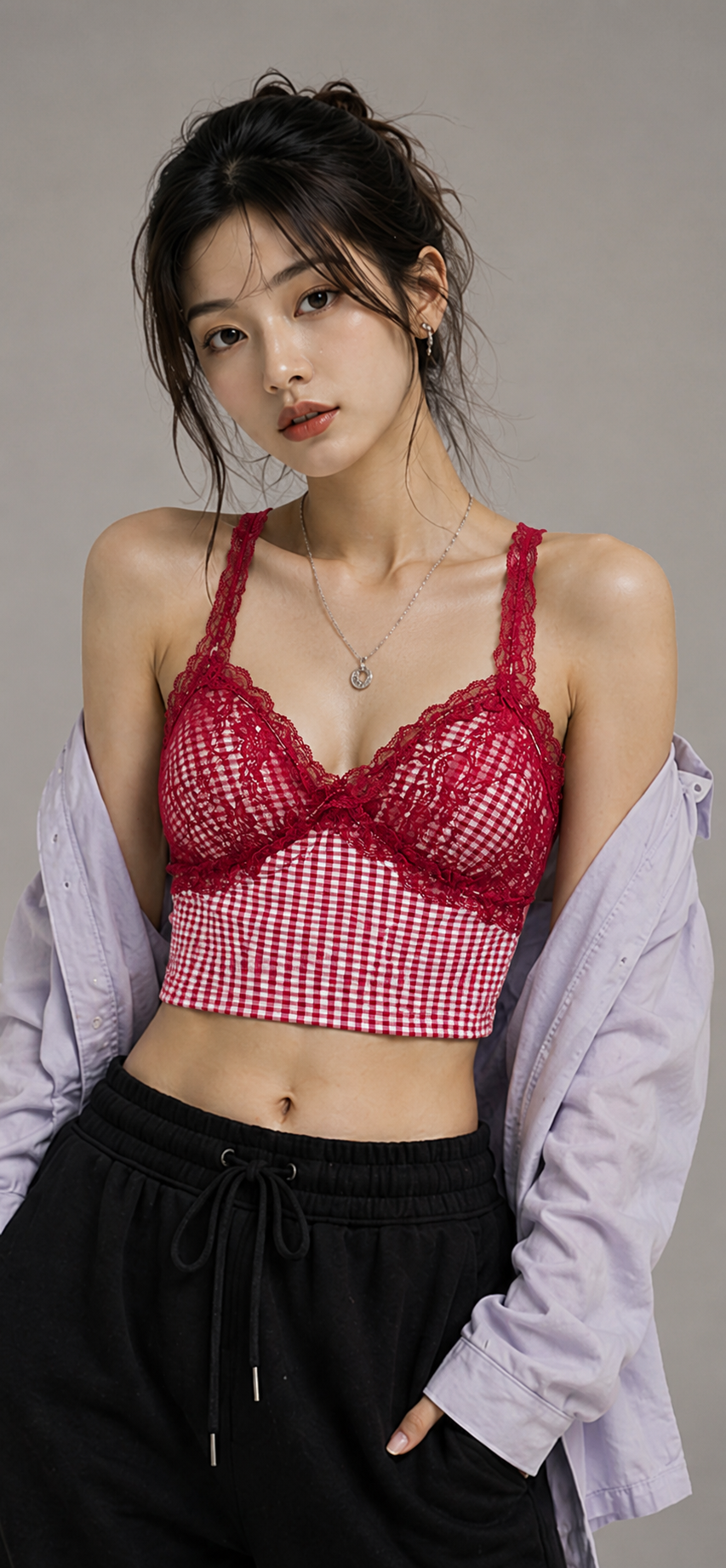 Lace Trim Printed Camisole Top