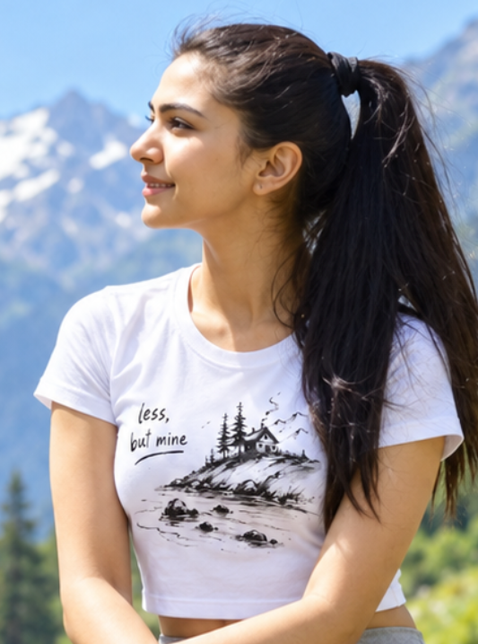 Less but Mine crop tee White - model 2