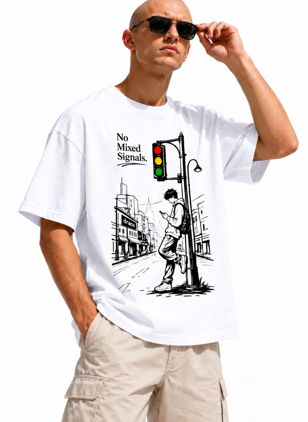 Mixed Signal oversized t-shirt White - lifestyle