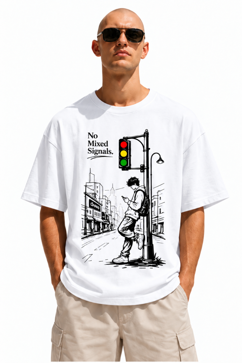 Mixed Signal oversized t-shirt White - model