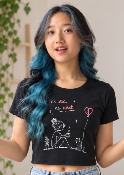 No Ex No Next crop tee Black - model 2