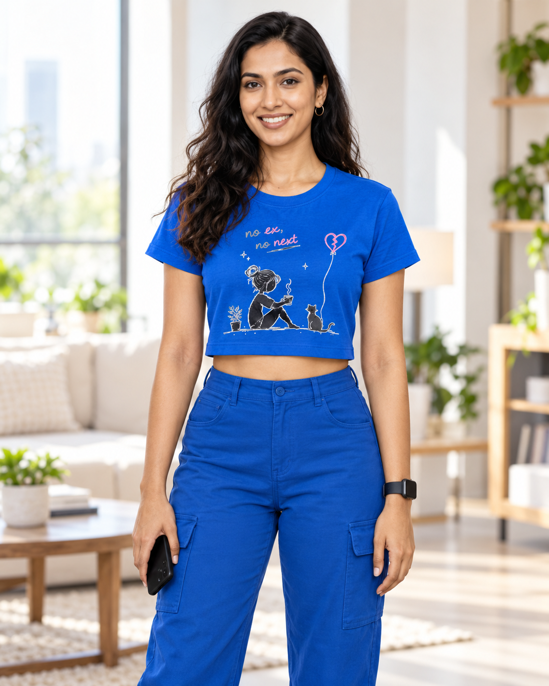 No Ex No Next crop tee Blue - model 1