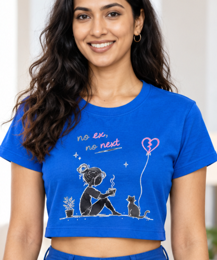No Ex No Next crop tee Blue - model 2