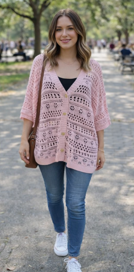 Pastel pink & black two piece top