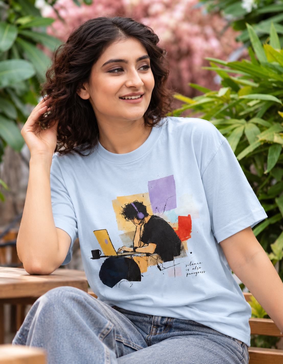 Silence Boy regular t-shirt Blue - model (girl)