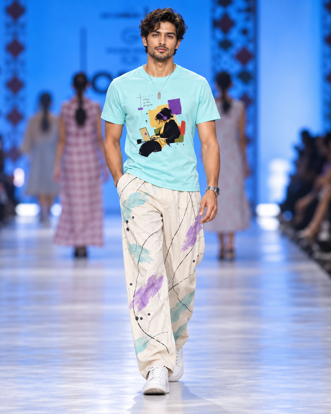 Silent Girl regular t-shirt Aqua - model (boy)