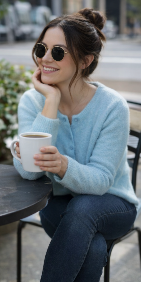Soft blue full sleeve T-shirt