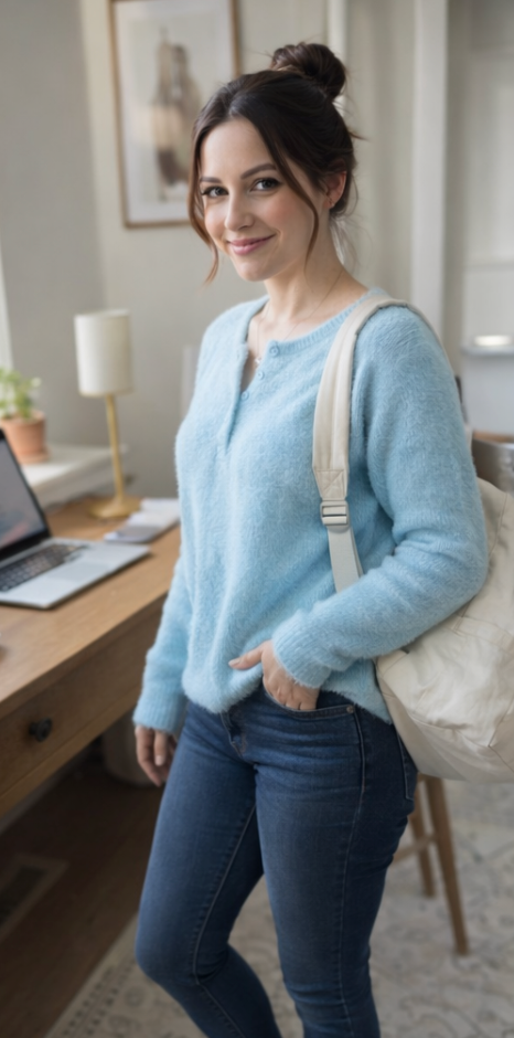 Soft blue full sleeve T-shirt