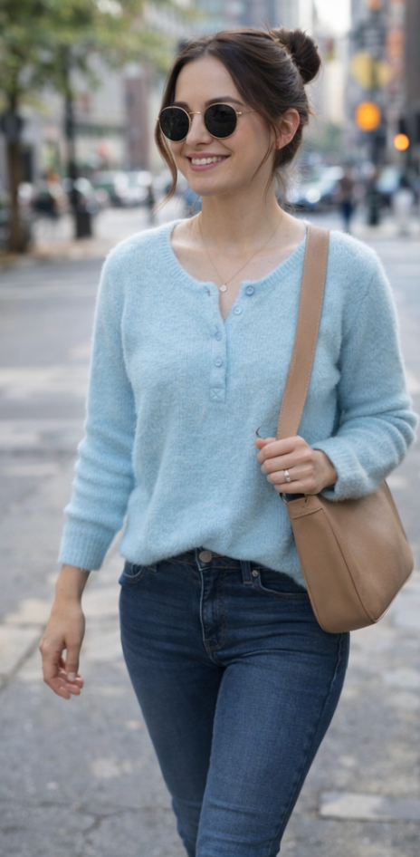 Soft blue full sleeve T-shirt
