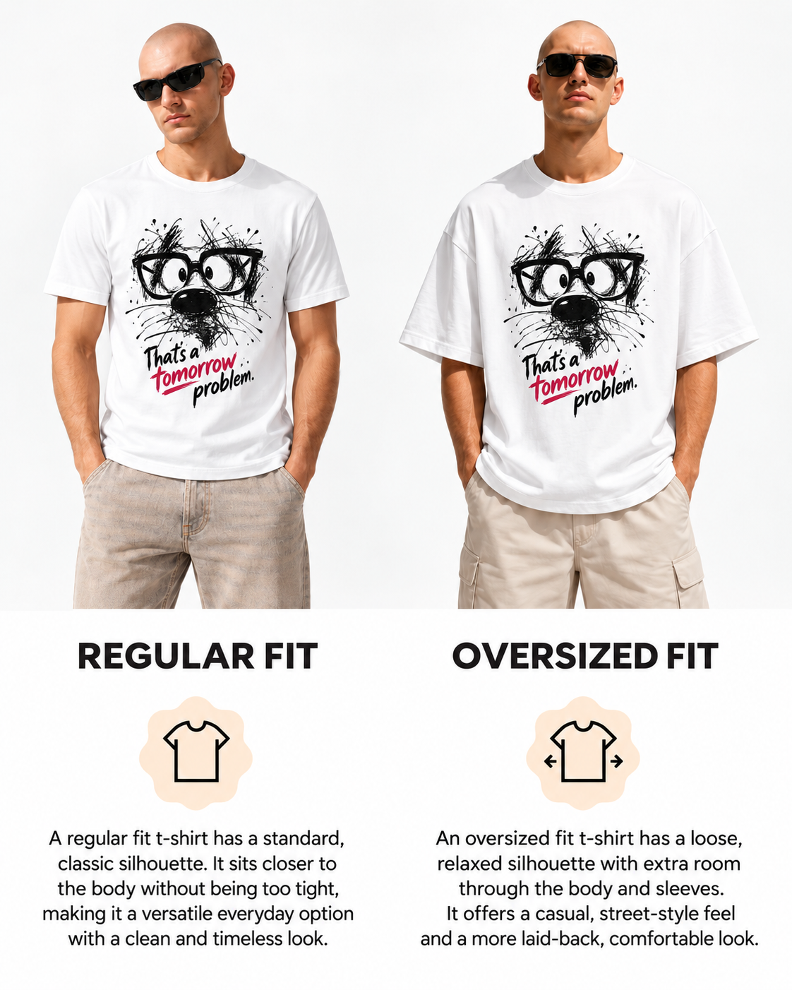 Tomorrow's Problem - regular vs oversized fit comparison