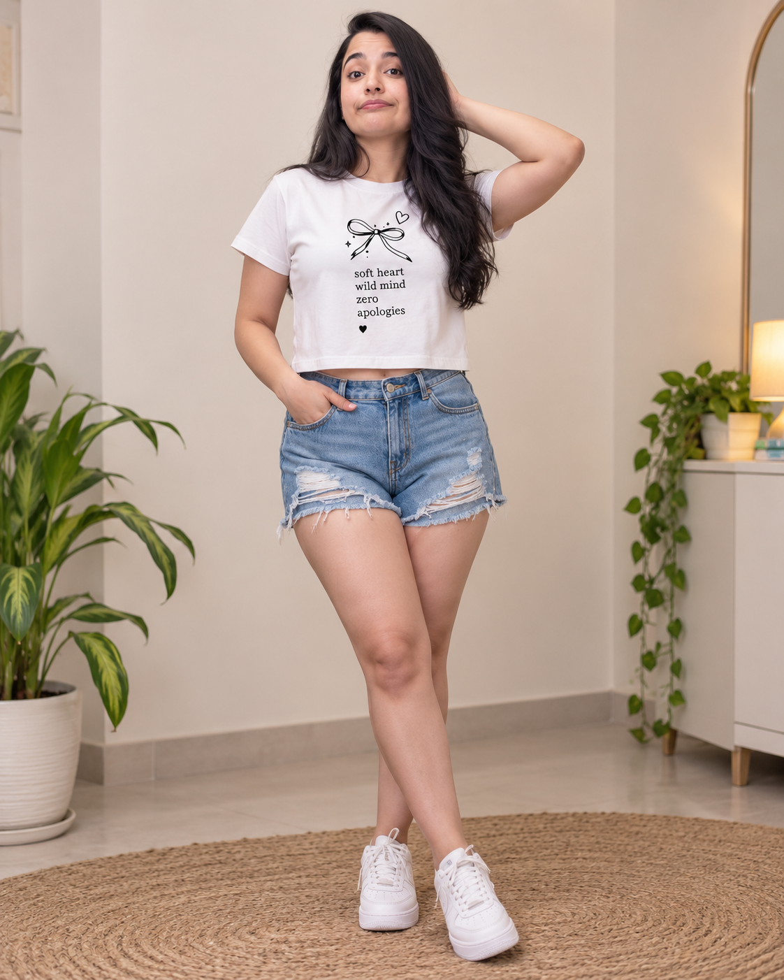 Zero Apology crop tee White - model 1