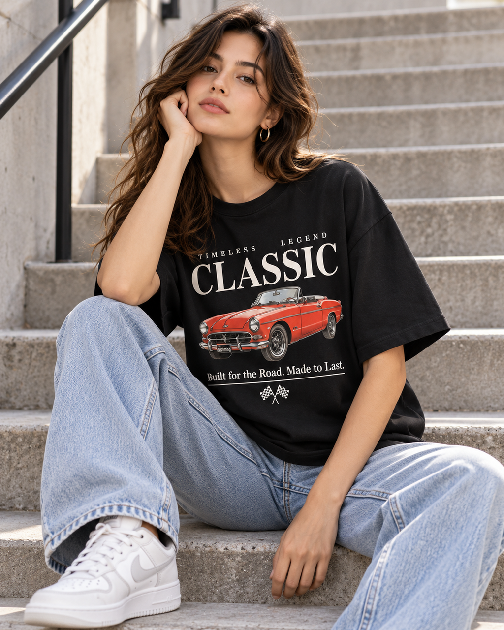 Classic Mustang Red Car oversized t-shirt - lifestyle