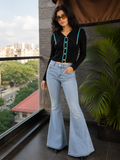 Bold Collar Sleeveless Ribbed Knit Top