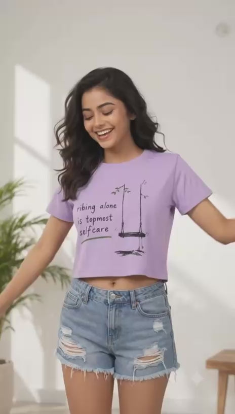 Vibing Alone crop tee - video