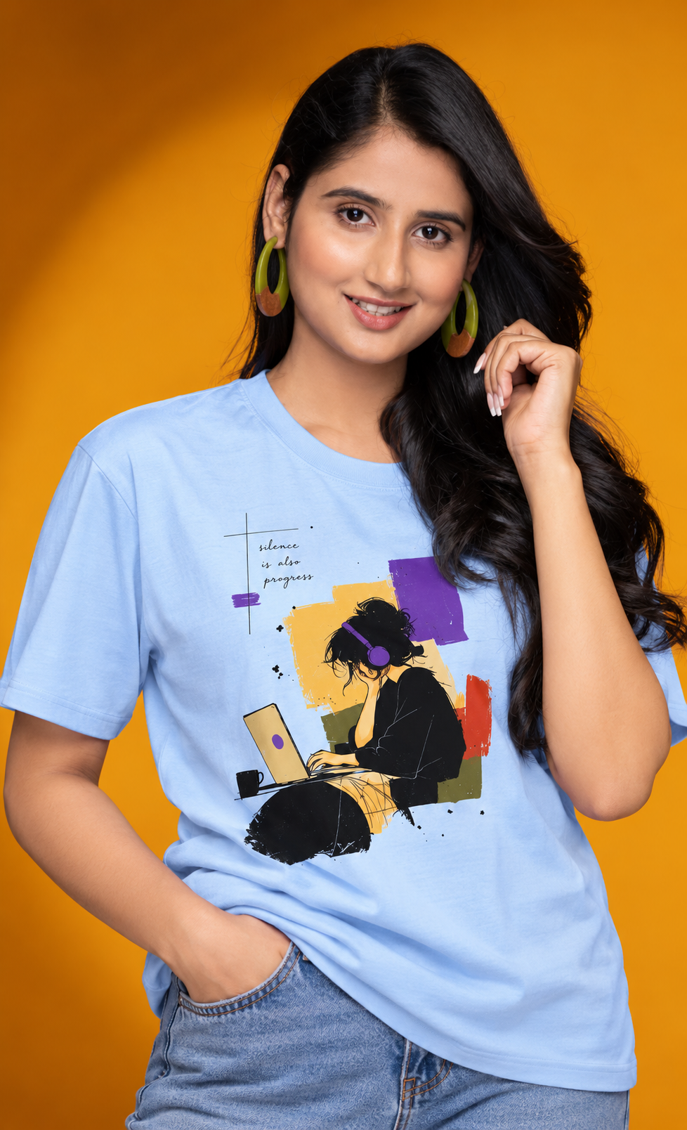 Silent Girl regular t-shirt Blue - model (girl)